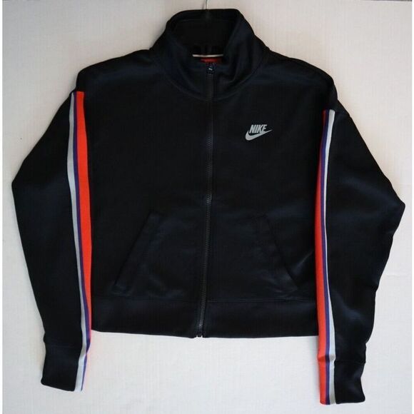 Nike 908762-010 Women's Sz S Black Light Pumice Full Zip Cropped Track Jacket - Picture 6 of 8